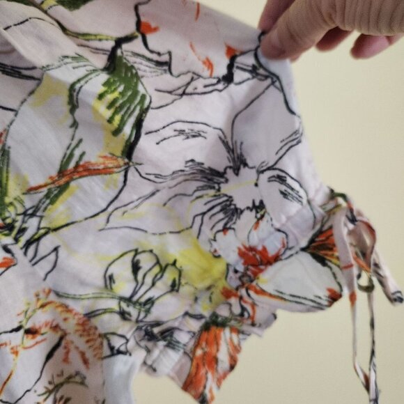 Inc International Concept 100%Linen Boho Floral Peasant Blouse Size XL - Picture 4 of 6